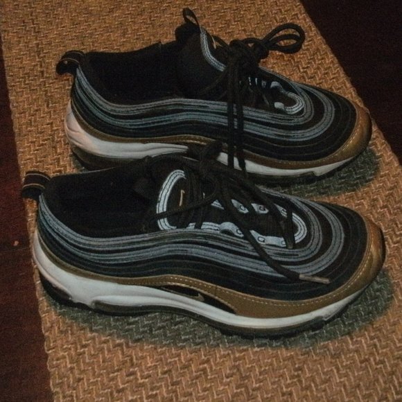 Nike Other - Nike Air Max 97 GS Black Metallic Gold White Sneakers (921522-014) Youth sz 4.5
